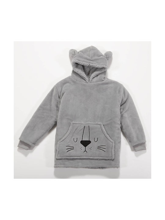 Kids Poncho Blanket Sleeves Fleece Nef-nef Homeware Sleeping Lion Gray
