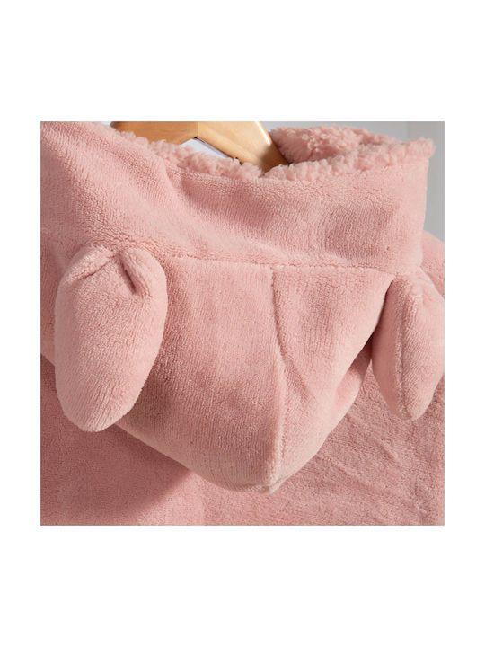 Pătura Pentru Copii Poncho Cu Mâneci Fleece Nef-nef Homeware Pisica Zâmbitoare Roz