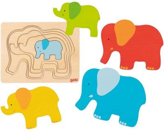 Puzzle pentru Copii cu Îmbinări Elefănței 5buc Goki