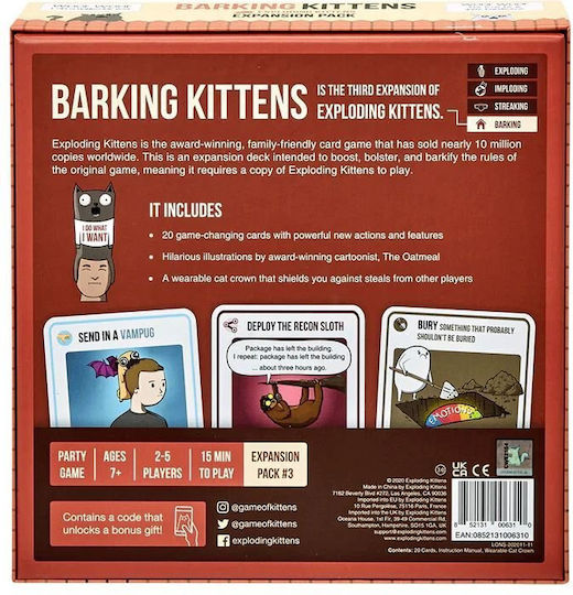 Game Expansion Barking Kittens for 2-5 Players 7+ Years Old (EN) Exploding Kittens