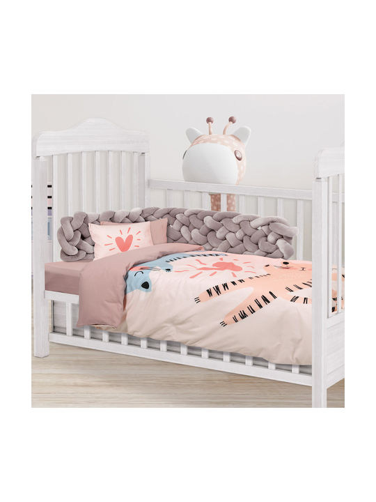 Das Home Baby Sheets Set Crib Cotton Pink 125x170cm 3pcs