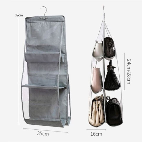 TnS Fabric Hanging Storage Case for Bags in Gray Color 35x82cm 1pcs