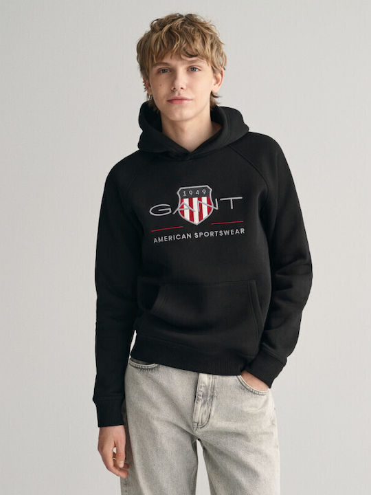Kids Sweatshirt with Hood and Pockets Black SHIELD