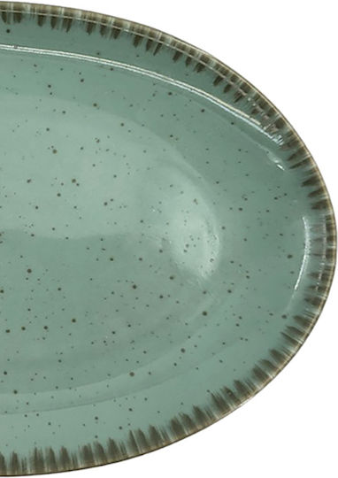 Dot Teller Untiefe Oval aus Porzellan Grün 26x26cm