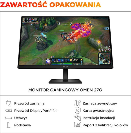 HP OMEN 27q G2 IPS HDR Gaming Monitor 27" QHD 2560x1440 180Hz with Response Time 1ms GTG