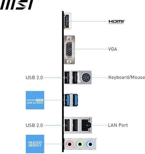 MSI PRO H610M-E Motherboard Micro ATX με Intel 1700 Socket 7D48-019R