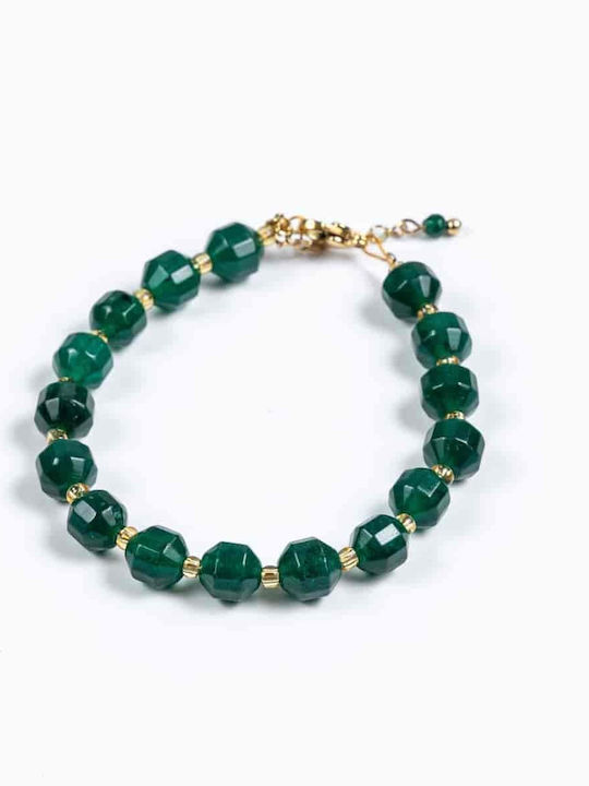 Cuoro Gold Plated Necklace with Pearls Green