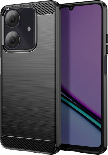 Avizar Case Realme Note 60 In Silicone Carbon Effect Brushed Texture Black
