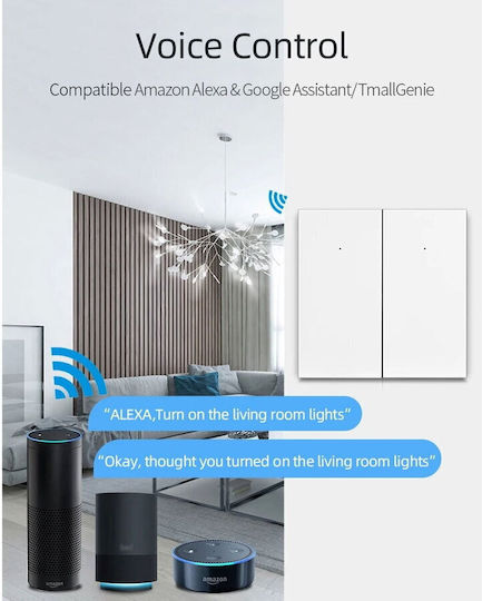 Rovo Comutator de Perete Wi-Fi cu Cadru Alb