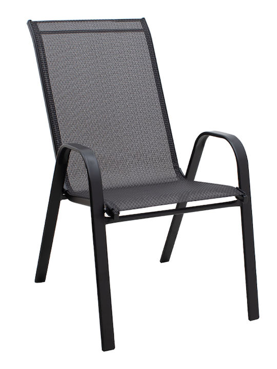 Außenstuhl Metallisch Schwarz 1Stück 56x68x93cm.