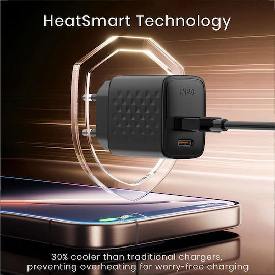 Lito Ladegerät ohne Kabel GaN mit USB-A Anschluss und USB-C Anschluss 20W Schwarzs (LC15)