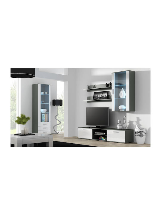 Витрина за дневна от ПДЧ със стъкло Sz/bi 29x60x115см
