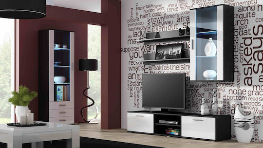 Soho Wall Living Room Display Cabinet made of Particleboard with Glass Black 29x60x115cm