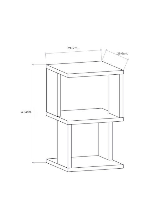 Κομοδίνο Carter Ξύλινο Μπεζ 29.6x29.6x49.4cm GP052-0149,2