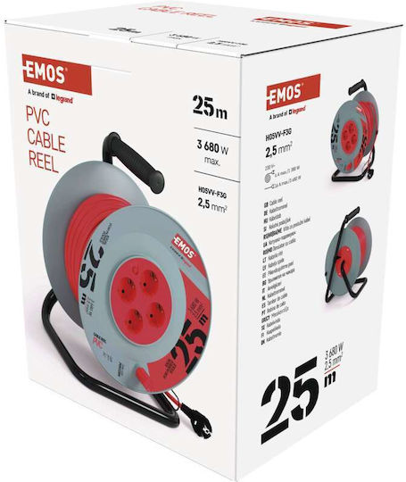 Emos Cablu de prelungire 4 locuri cu cablu de 25m Diametru 3 x 2.5mm² Albastru