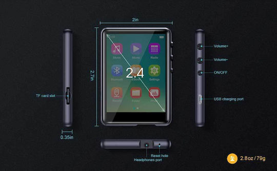 Joliker MP3 Player (64GB) with IPS Touch Screen 2.4" Multicolour
