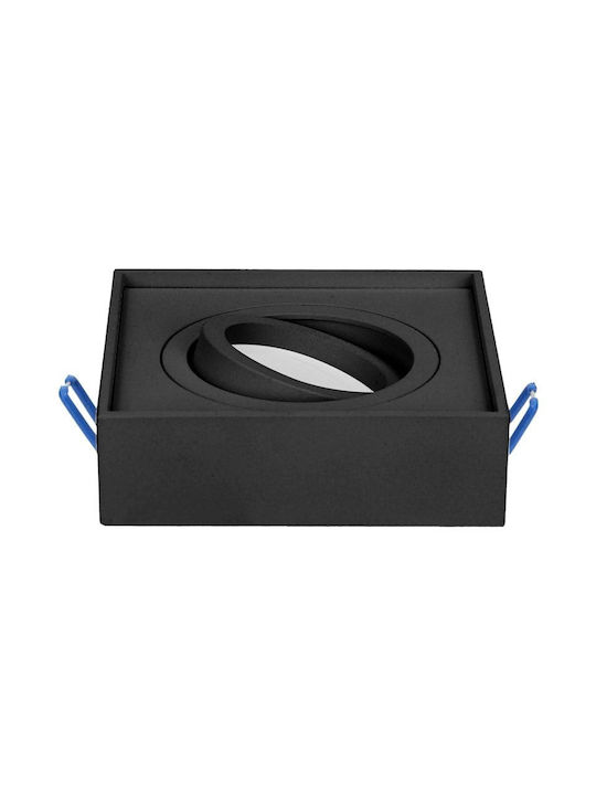 Redled Square Metallic Recessed Spot with Socket GU10 Black 9.6x9.6cm. 1pcs Redled Square Metallic Recessed Spot with Socket GU10 Black 9.6x9.6cm. 1pcs