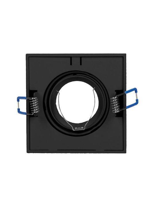 Redled Square Metallic Recessed Spot with Socket GU10 Black 9.6x9.6cm. 1pcs