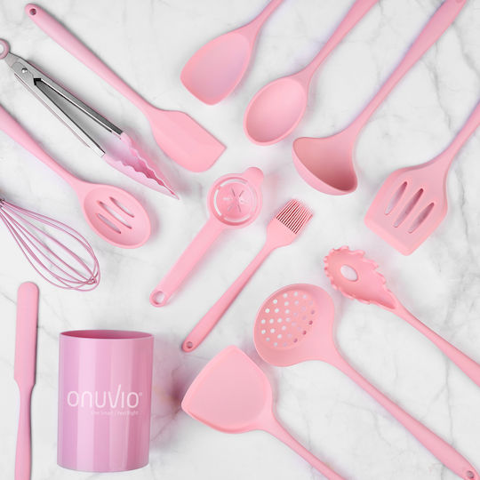 Σετ Kochutensilien mit Ständer 15Stück Rosa