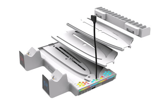 Oniverse Stație de încărcare pentru 2 controllere PS5 cu iluminare LED Alb