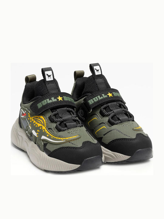 Spinosauro Παιδικά Sneakers με Σκρατς & Φωτάκια Χακί