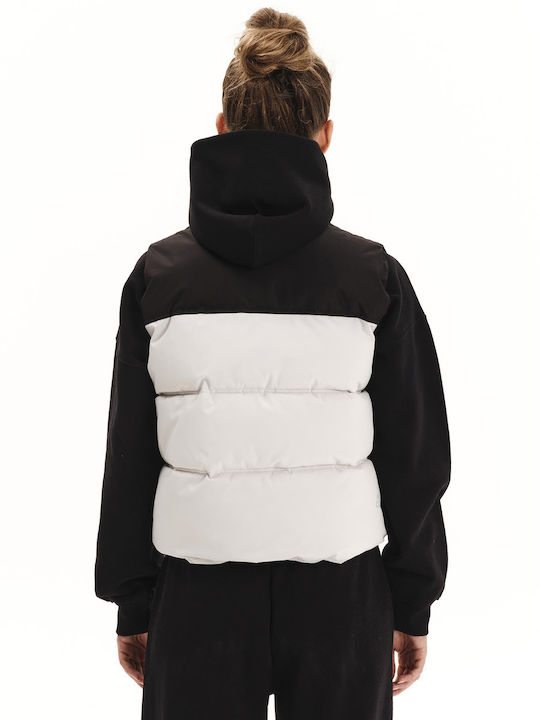 Women's Puffer Jacket Waterproof for Winter Clay Grey/black