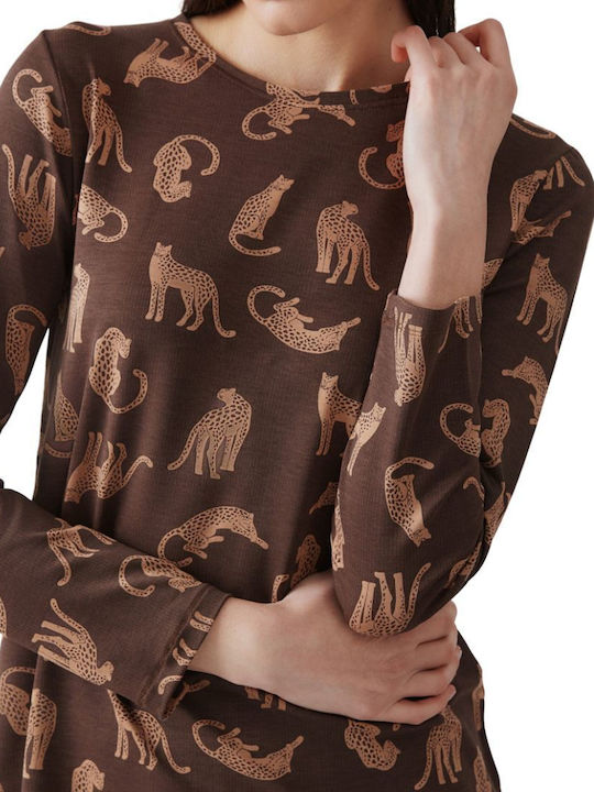 Minerva Winter Women's Pyjama Set Brown