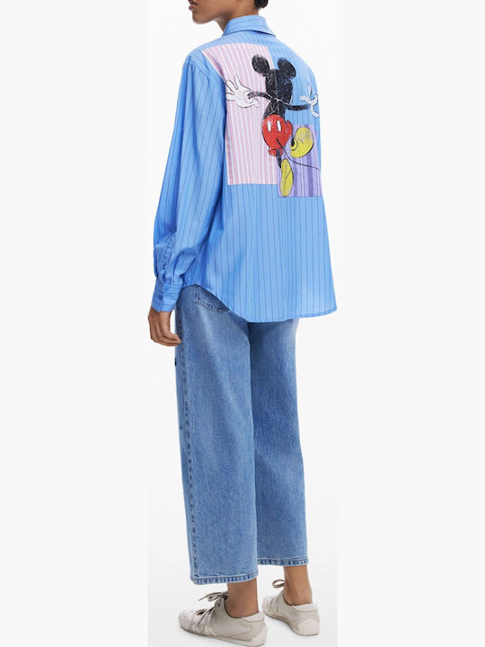 Women's Long Sleeve Shirt Blue Azure