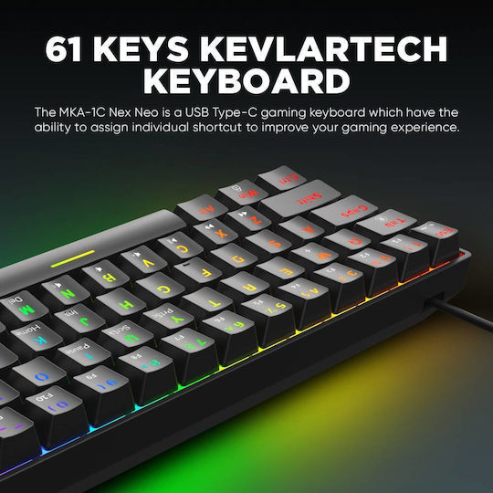 Armaggeddon MKA-1C Gaming Mechanical Keyboard 65% with Custom Brown switches and RGB lighting (English US)