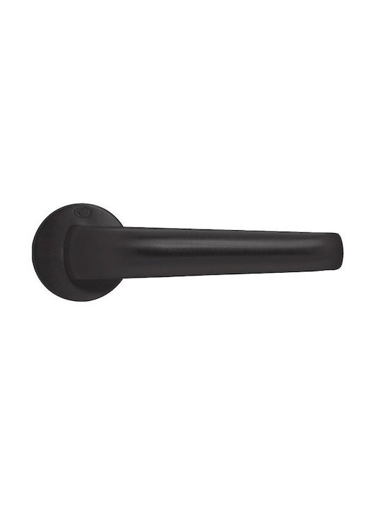 Convex Middle Door Lever Rosette 2435 Pair With Mouthpiece Black Matte
