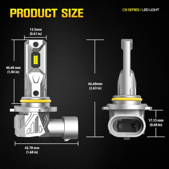 Lamps Car & Motorcycle Ip68 A900 C8 Cyberbeam HB4-9006 LED 6500K Cold White 12-24V 60W 2pcs