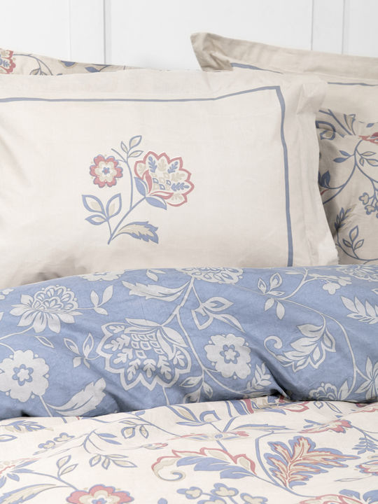 Nima Nivia Pillowcase Set Oxford Beige, Blue 52x72cm.