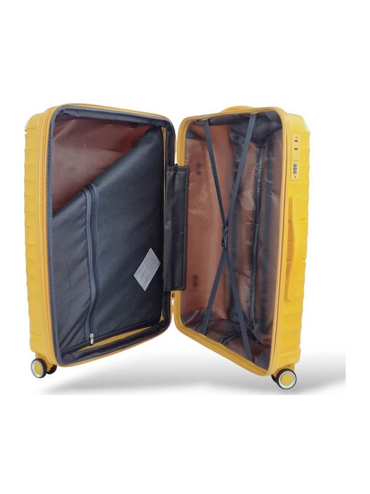 Playful Bags Large Travel Suitcase Hard Yellow with 4 Wheels Height 75cm
