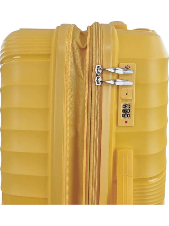 Playful Bags Large Travel Suitcase Hard Yellow with 4 Wheels Height 75cm