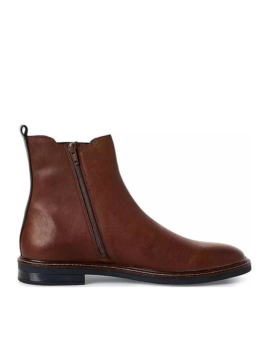 Leather Tabac Brown Men's Boots with Zipper