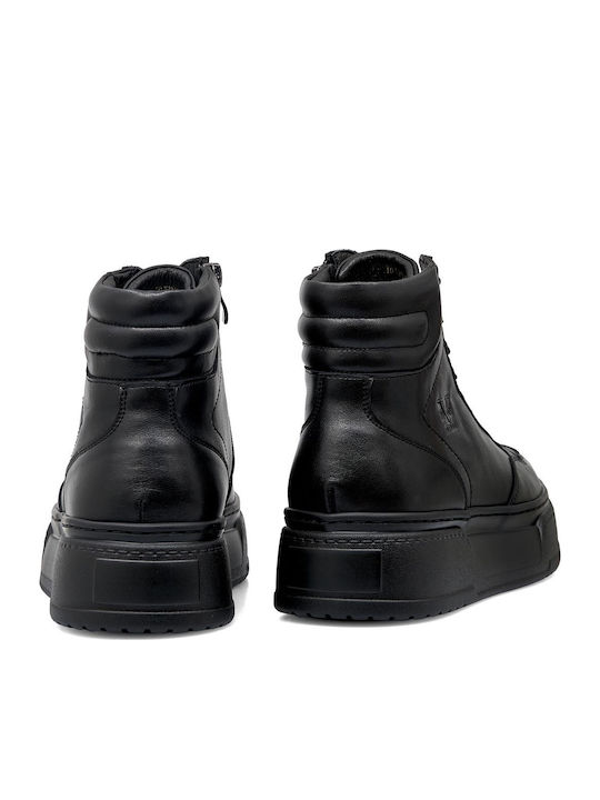 Herren Flatforms Stiefel Schwarz