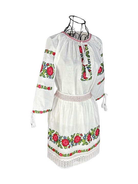 Rochie Costum Fete Stil Cpc Alb Roz
