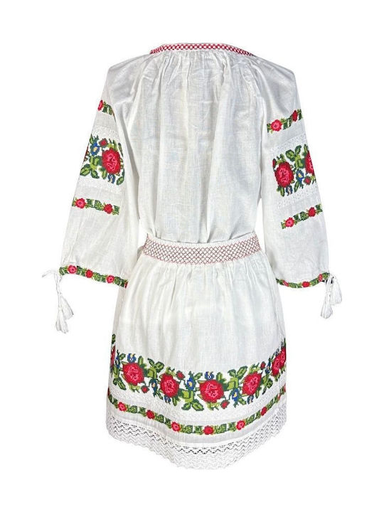 Rochie Costum Fete Stil Cpc Alb Roz