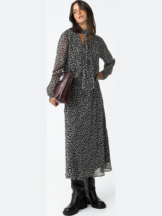 High-waisted Midi Skirt Polka Dot Black