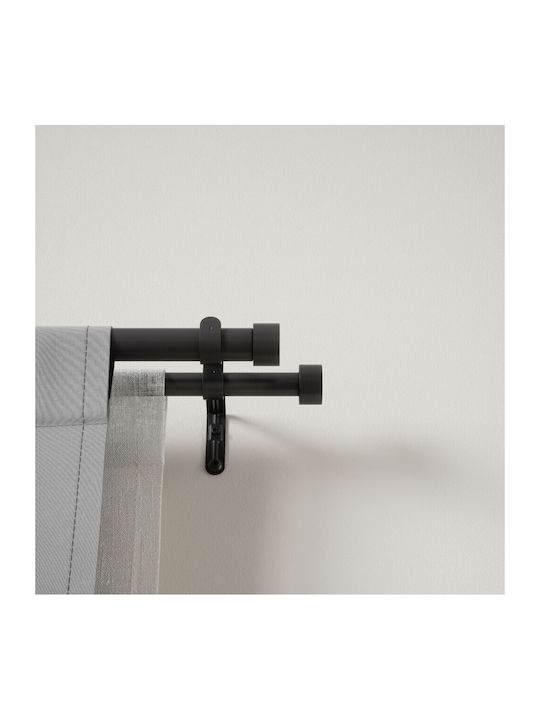 Umbra Extendable Metallic Curtain Pole Cappa Double with Rod Diameter 25mm Length 91-168cm Black
