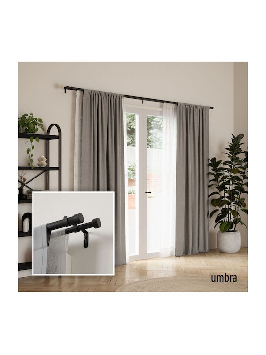 Umbra Extendable Metallic Curtain Pole Cappa Double with Rod Diameter 25mm Length 91-168cm Black