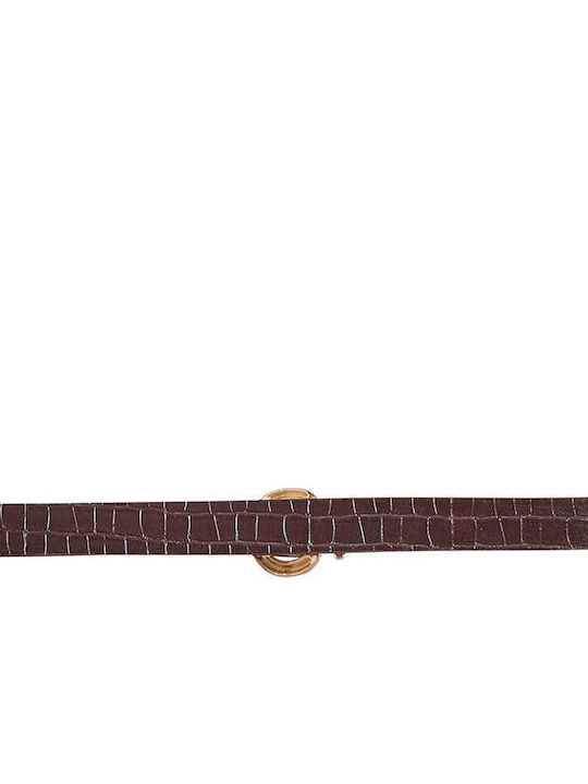 Celestino Women's Faux Leather Belt Croc Dark Brown