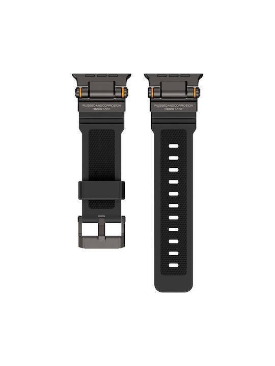 Apple Watch 42 44 45 46 49mm Metal Explorer Silicone Strap Black Apple Watch 42 44 45 46 49mm Metal Explorer Silicone Strap Black