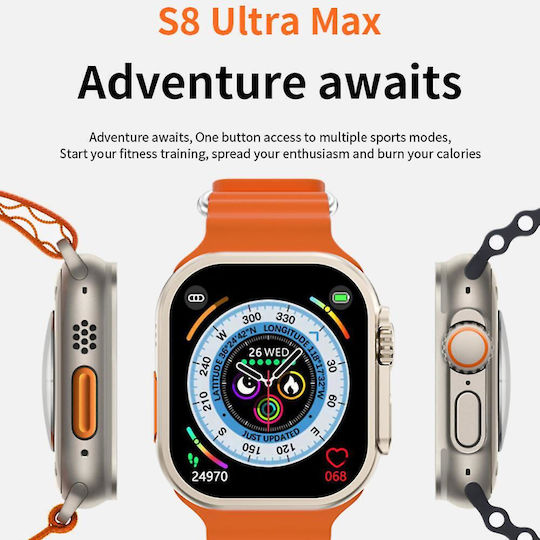 S9 Ultra 2 49mm Smartwatch with Heart Rate Monitor (Black)