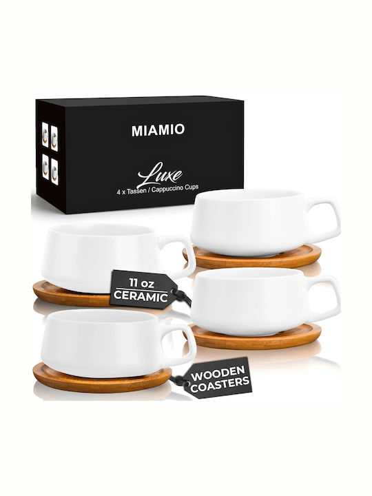 Miamio Комплект чаши Cappuccino Бамбуков Бели 320мл 4бр