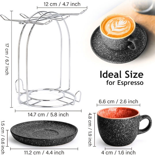 Miamio Set Tassen Espresso Keramik Mehrfarbig 80ml 6Stück