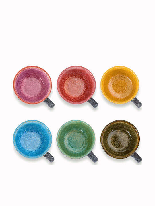 Miamio Set of Cups Espresso Ceramic Multicolored 80ml 6pcs