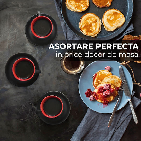 Miamio Set Căni Espresso De ceramică Roșii 75ml 6buc