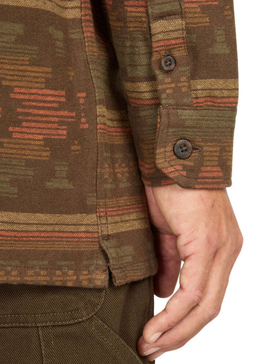 Jacquard Μακρυμάνικo Φανελένιο Πουκάμισο Dark Cedar