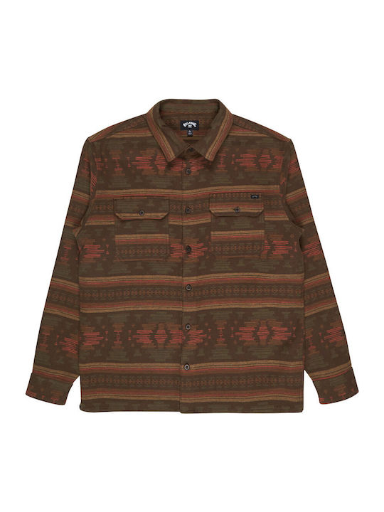 Jacquard Μακρυμάνικo Φανελένιο Πουκάμισο Dark Cedar